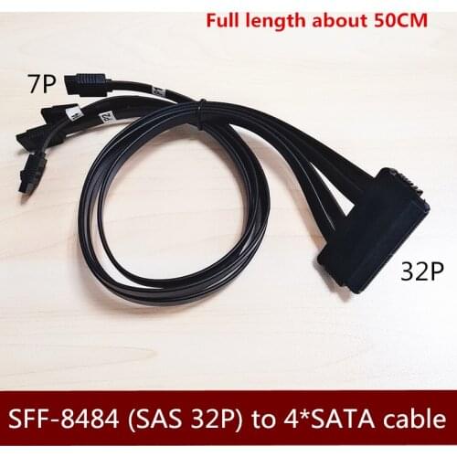 SAS line SFF-8484 to 4*sata cable 32P to 7P cable one point four 1 minute 4 1 turn 4 full length about 100CM