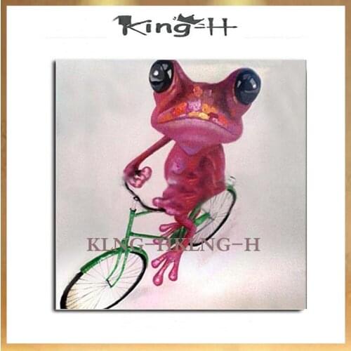 Pintura al óleo abstracta moderna cuadros de arte de pared de animales pintado a mano Rana divertida colorida sobre lienzo para