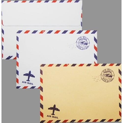 Kraft Air Mail envelopes, white wedding envelopes,Brown Paper Envelope,Invitation envelopes, vintage airmail packing 50pcs/lot