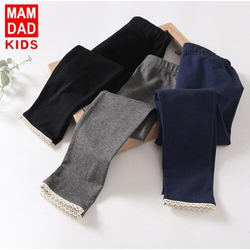 3-12 Years Girls Leggings Autumn Childrens Cotton Solid Pencil Pants Lace Elastic Waist Girl Leggings Kids New Arrival Trousers