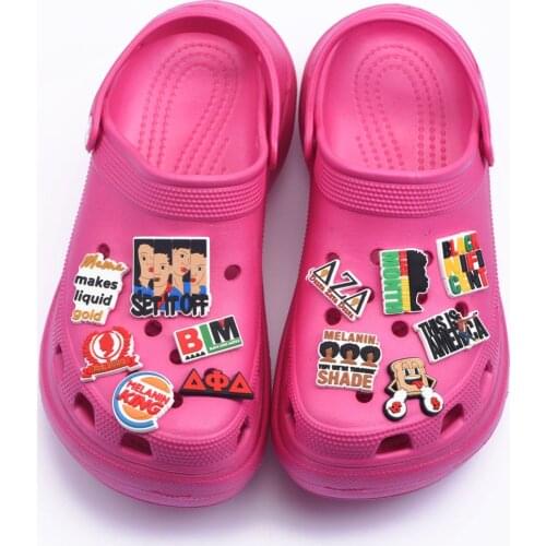 Hot Sale Croc Shoes Charms Melanin King BLM Shoe Decoration Cloudy Sunshine Windy Rainy Tornado Accessories Kid Birthday Gift