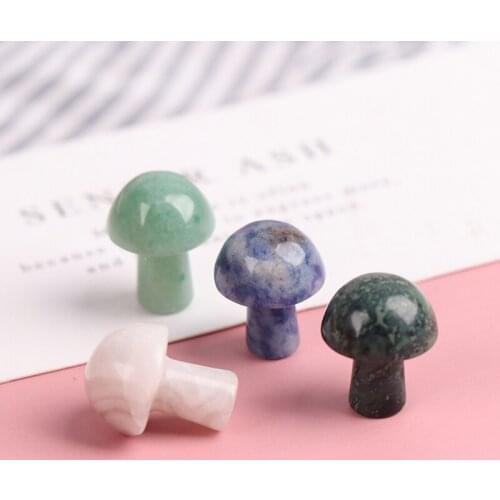 1Pc Mini Mushroom Statue Natural Stones Carved Decoration Quartz Hand Polished Healing Crystal Reiki Trinket Gift Room Ornament