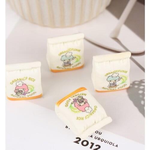 5Pcs Miniature Flour Bag Resin Cabochon Kawaii Figurines Simulation Food Play DIY Dollhouse Decoration Toys Micro Crafts