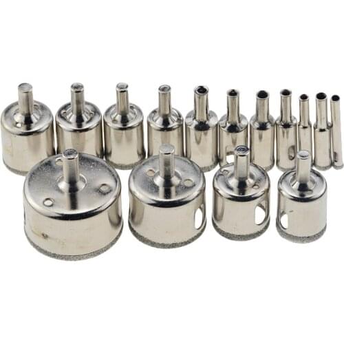 15pcs Diamond Coated Drill Bit Set Tile Marble Glass Ceramic Hole Saw Drilling Bits For Power Tools 6mm-50mm drill set