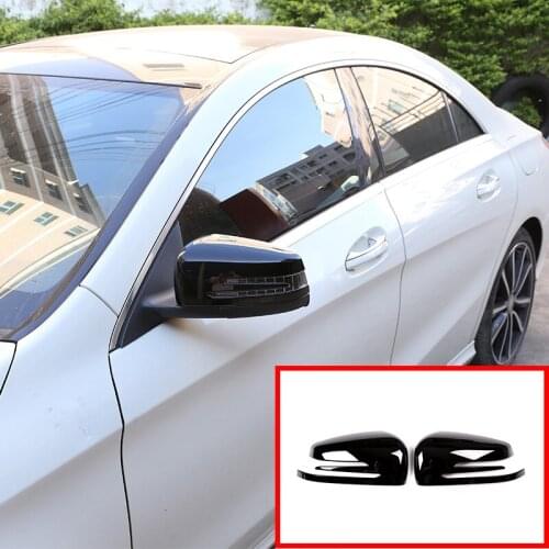 Side Door Rearview Mirror Cap Cover Trim For Mercedes Benz A CLA GLA GLK Class W176 W117 X156 X204 Glossy Black ABS Chrome 2 Pcs