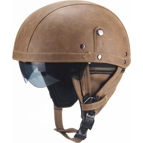 Non standard electric vehicle helmet retro cool helmet half helmet pedal motorcycle cruise Leather Helmet men and women