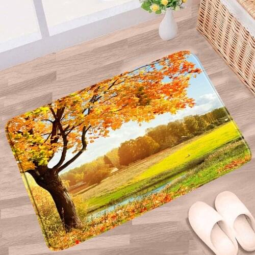 Autumn Forest Doormat White Birch Trees Scenery Pattern Non-slip Rugs Bath Mats Home Decor Kitchen Mat Bathroom Entrance Carpet