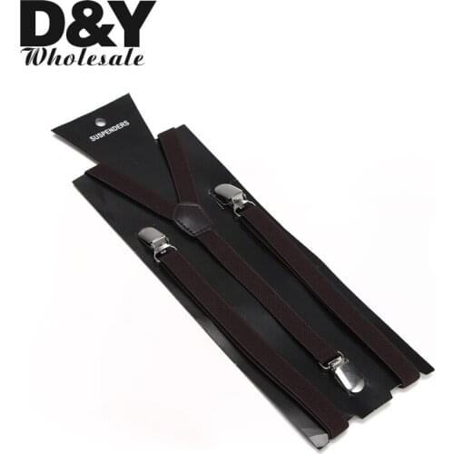 Women MenS Shirt Suspenders For Trousers Pants Holder 1.5cm Wide Brown Clip-On Elastic Braces Slim Suspender Y-Back Gallus