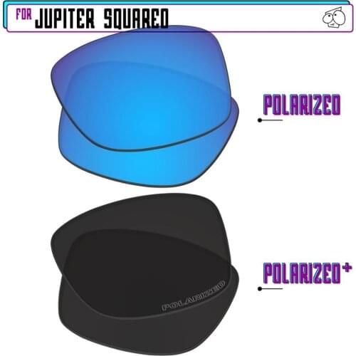 EZReplace Polarized Replacement Lenses for - Oakley Jupiter Squared Sunglasses - Black P Plus-Blue P
