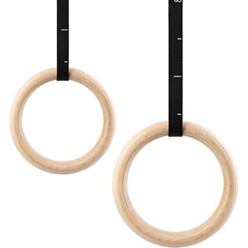 Professional Wood Gymnastic Rings 28/32 Mm Gym Rings With Adjustable Long Buckles Straps Workout For Home Sports Cross Fitness