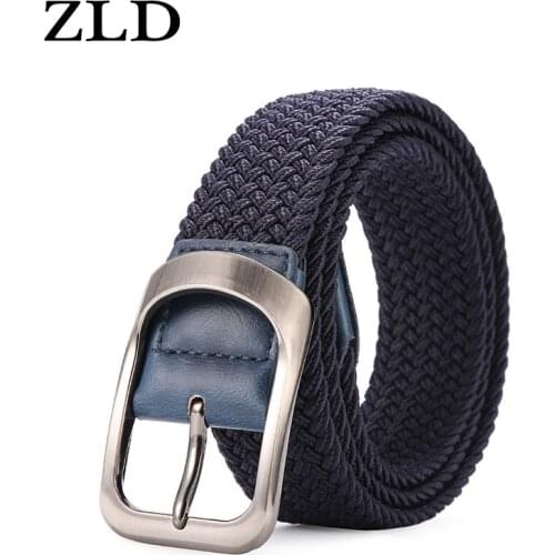 ZLD Men and Women Elastic Fabric Woven Casual Belt Pin Buckle Expandable Braided Stretch Wild canvas Simple and Stylish belt