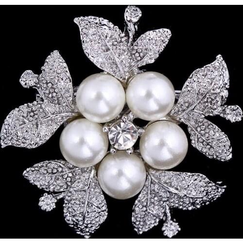 Ruiday Pearl Leaves Brooch Jewelry For Women/men Fashion Jewelry Brooch Pins Metal Scarf Wedding Gift Diy Jewellery Accessories
