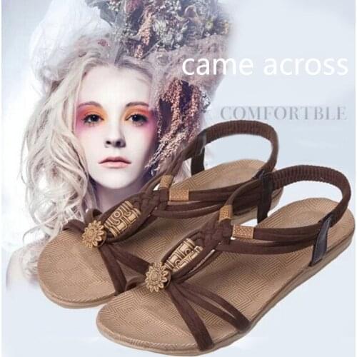 Women Sandals Shoes Summer Flip Flops Boho Beach Sandals Female Fashion Straps Beadding Flat Sandals Gladiator Sandalias