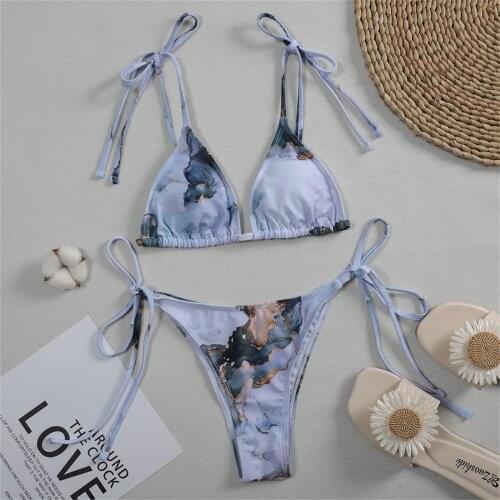 Sexy Women Bandage Bikini Push-Up Swimwear Tie-Dye Swimsuit Beachwear Set Womens bathing suits stroje kapielowe damskie E1