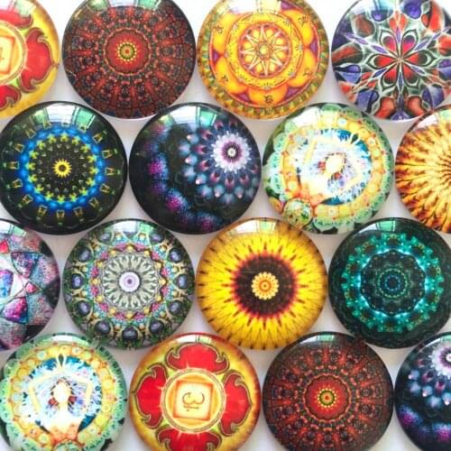 ZEROUP Glass Cabochon Mixed Patterns Round Photo Fit Cameo Base Setting Supplies for Jewelry Accessories TP-519