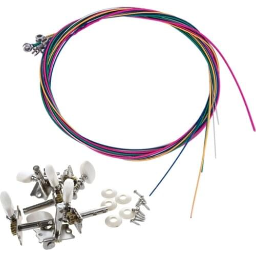 6Pcs Acoustic Guitar String Tuning Peg Tuner Machine Head & 1 Set Acoustic Guitar String Replacement Steel String