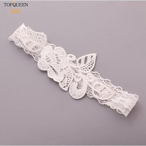 TOPQUEEN Sexy Wedding Garter White Embroidery Floral Sexy Garters Women/Female/Bride Thigh Ring Bridal Lace Leg Ring Loop TH02
