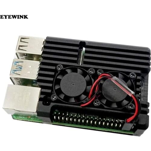 For Raspberry Pi 4 model B/B + Universal aluminum case with free double fan Case For Raspberry Pi 4 Model B Official Shell