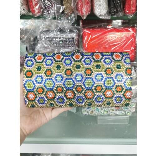 XIYUAN Elegant Women Plain Clutch Bags Red Gold Rhinestones Evening Bag Hard Case Bridal Wedding Crystal Bag Purses and Handbags