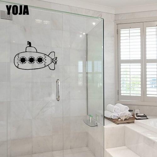YOJA 15x22.7CM Fun Submarine Bathroom Glass Decal Home Wall Sticker Decoration G2-0284
