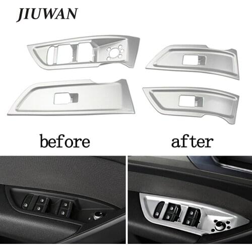 1 Set Car Window Lift Switch Panel Decoration Frame for Audi Q5 FY 2018-2020 Auto Panel Cover Trim Wear-resistant Strip Parts