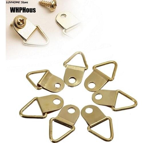 20 Pcs/lot Picture Hangers Golden Brass Photo Picture Frame Wall Mount Hanger Hook Ring Iron