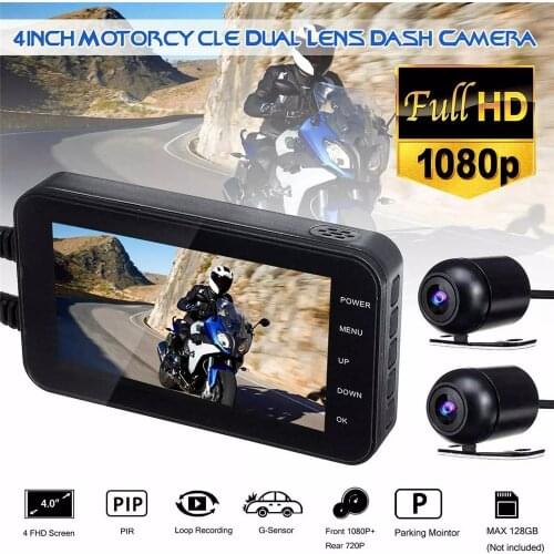 4 Inch Motorcycle DVR Wi-Fi Camera FHD 1080P Dash Cam Motor Waterproof Dual Lens Front Rear View Video Recorder 140 Degree Angle
