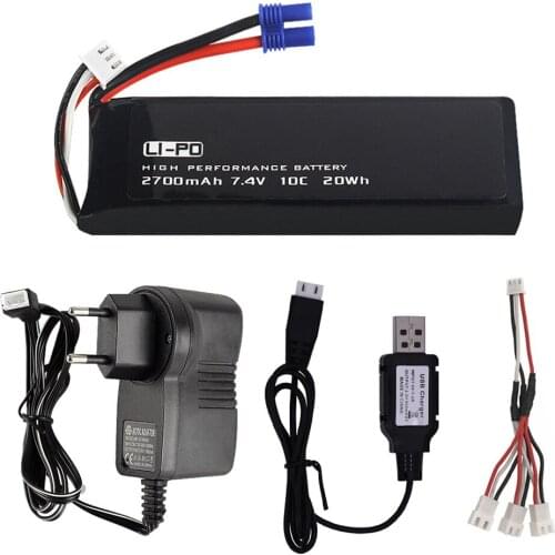 7.4V 2700mAh 10C high capacity battery for Hubson H501W H501S H501C RC Quadcopter Spare Parts 2S Lipo Battery with charger set