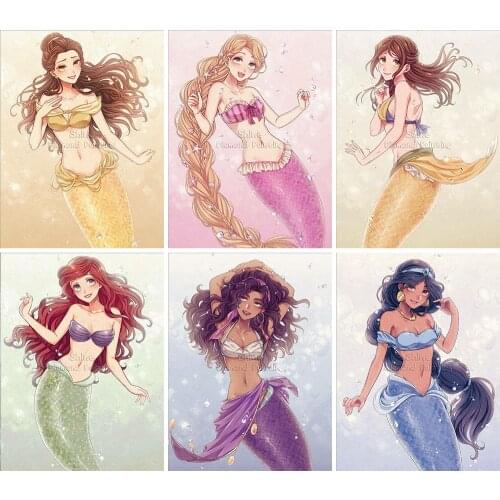 Disney 5D DIY Diamond Painting Mermaid Princess Full Square Round Embroidery Cartoon Landscape Cross Stitch Mosaic Home Decor