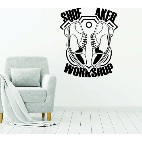 Large Shoemaker Workshop Sewing Wall Window Decal Shoe Craft Workmanship Salon Shop Wall Glass Sticker Vinyl Decor