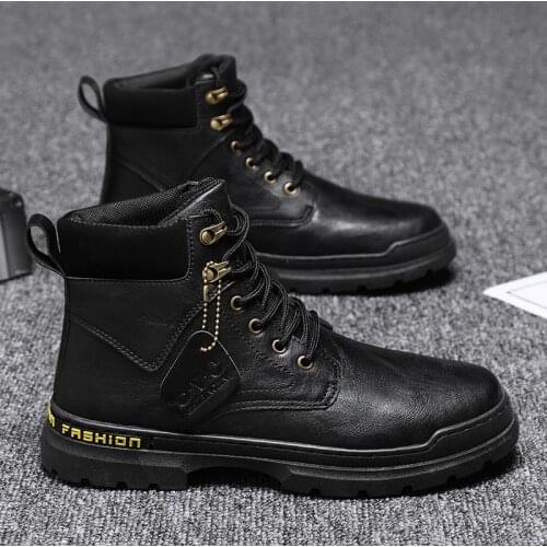 Mens Martins Boots American retro tooling boots Casual Crazy Horse Leather Mens Boots Vintage Man Lace up Ankle Boots 39-44