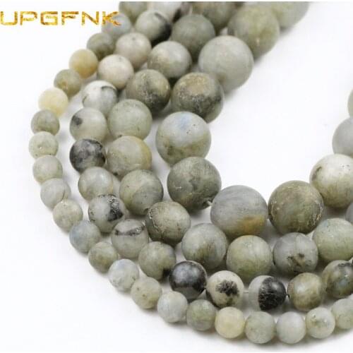 UPGFNK Natural Stone Matte Labradorite beads Round Loose Spacer beads for jewelry making bracelet DIY Accessories 4/6/8/10/12mm