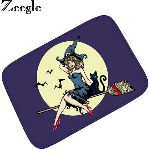 Zeegle Halloween Door Mat Home Entarnce Mats Non-slip Bathroom Carpet Floor Mat Kitchen Carpet Absorbent Bedroom Carpet Foot Mat