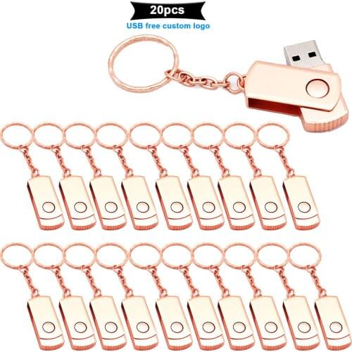 20pcs/lot Pendrive 32GB 64GB Cle Usb Flash Drive Metal U Disk Waterproof Memoria Stick 16GB 8GB 4GB Logo Personalized for Gifts