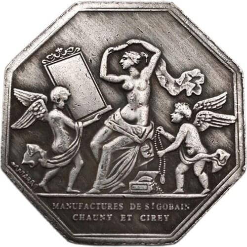 French Coin Crafts 1830 Octagon Angel Commemorative Coin Collections Souvenirs Home Decoration Desktop Ornaments