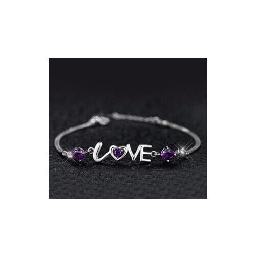 Hot sale promotion 2016 New fashion cubic zirconia love letter 925 sterling silver ladies`bracelets jewelry gift