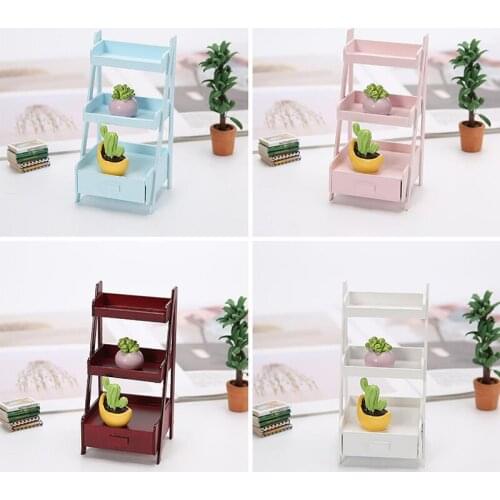 Hot Sale！1/12 Dollhouse Miniature Mini Wooden Flower Stand Doll Accessories Toy Model Kitchen Garden Storage Rack Kids Gift