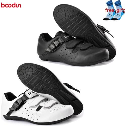 Boodun Leather lockless cycling shoes men and women without lock rubber breathable non-slip casual sports shoes Bike equipment