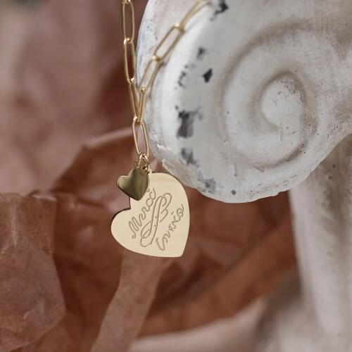 Fashion Heart Dainty Initial Letter Necklace Gold Color Love Letter Choker Necklace For Women Pendant Jewelry Exquisite Gift