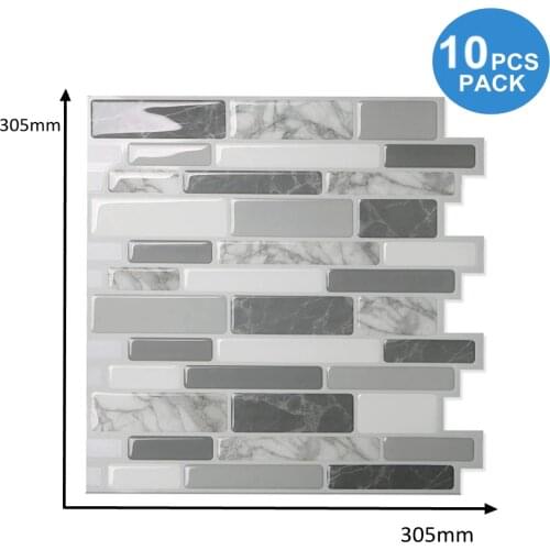 Marble Effect Peel and Stick Tile 3D PU Glue Waterproof Brick Design Classical Wallpaper Kithecn Backsplash Decor Sticker