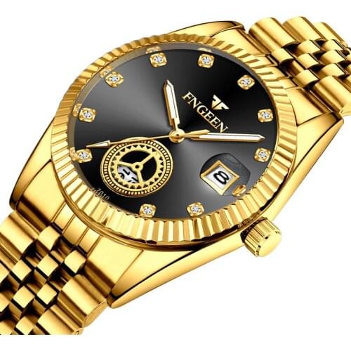 Top Luxury Brand Watch Relogio Masculino Fashion Mens Watches Stainless Steel Waterproof Male Clock Golden Quartz Wrist Watches