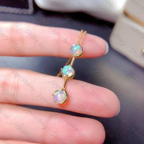 Natural Opal Necklace 925 Silver Womens Necklace Super Shiny Luxury Atmosphere Banquet Essential Jewelry