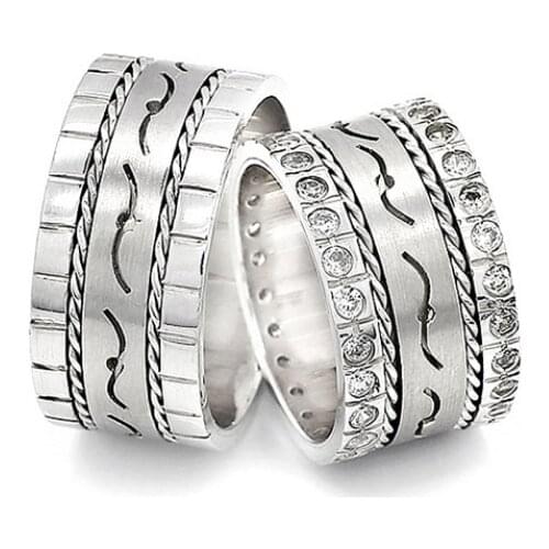 Couple Wedding Ring Sterling Silver 925 Woman And Man Luxury Jewelry Bands Fashion Engagement Anniversary Ancient Greek Model