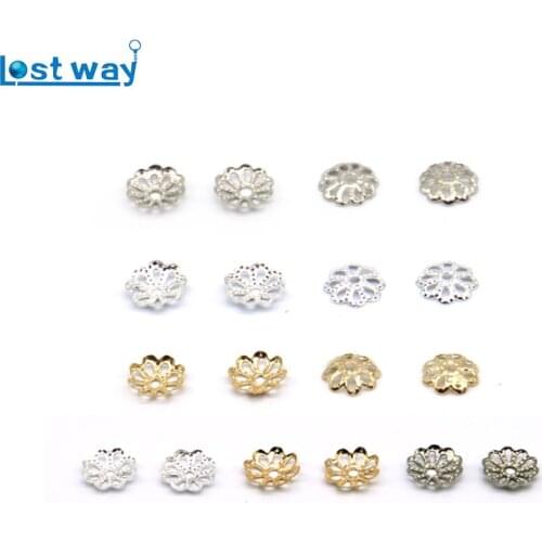 Wholesale 1000pcs Silver Plated Bead Cups 6mm Gold Flower petal End Spacer Beads Caps Charms For Jewelry Making Drop Shipping