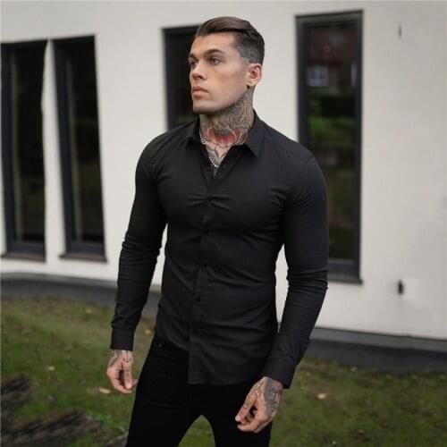 Autumn Mens Clothing European American Fashion Trend Slim Fit Shirt For Men Cardigan T-shirt Mens Long Sleeve Shirt Men Blouse