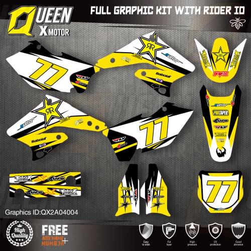 Queen X MOTOR Custom Team Graphics Decals Stickers Kit For SUZUKI Decal 2004 2005 2006 RMZ 250 004