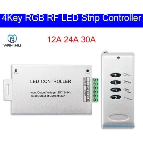 12A 24A 30A Led Controller Wireless 4-Key RF Remote Control Module Dimmer RGB Controller for 5050 3528 LED Strip Light