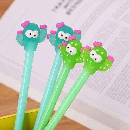 1Pcs Cute Stationary Creative Cactus Modeling Gel Pen 0.5mm Black Ink Signing Pen Kawaii School Supplies Office Supplies