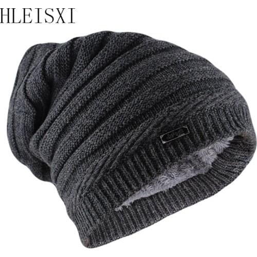 HLEISXI Beanies Men Winter Knitted Hat Caps Fashion Women Adult Warm Bone Comfortable Brand Striped Hats Skullies
