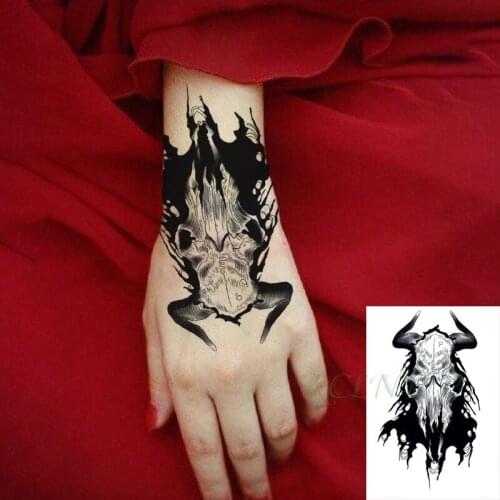 Waterproof Temporary Tattoo Sticker Skull Head Horns Animal Fake Tattoo Flash Arm Leg Tattoo Body Art for Boy Women Men